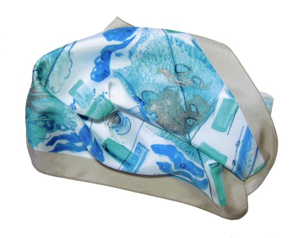 Gavroche Fantasie Bleue Gavroche Fantasie Anis Myrisia Créations Achat carrés de soie foulards en Alsace près de Haguenau